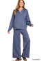 Zenana Scuba Collared Pullover & Center Seam Pants Set