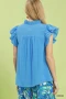 Umgee Smocked Yoke Ruffle Sleeve Blouse