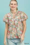 Umgee Floral Puff Sleeve Blouse