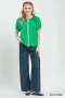 Umgee Contrast Trim Button Front Puff Sleeve Blouse