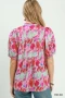 Umgee Abstract Print Puff Sleeve Top