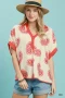 Umgee Paisley Print Contrast Trim Top