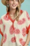 Umgee Paisley Print Contrast Trim Top