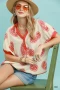 Umgee Paisley Print Contrast Trim Top