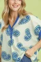 Umgee Paisley Print Contrast Trim Top