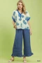 Umgee Paisley Print Contrast Trim Top