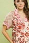 Umgee Mixed Print V-Neck Short Sleeve Top