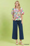 Umgee Mix Floral Print Scallop Hem Blouse