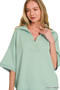 Zenana Scuba Collared Short Sleeve Pullover