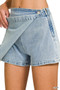 Zenana Wrap Front Denim Skort