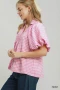 Umgee Smocked Yoke Puff Sleeve Gingham Blouse