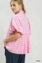 Umgee Smocked Yoke Puff Sleeve Gingham Blouse
