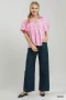 Umgee Smocked Yoke Puff Sleeve Gingham Blouse