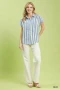 Umgee Striped Button Front Flutter Sleeve Top