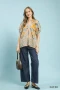 Umgee Border Print Puff Sleeve V-Neck Blouse