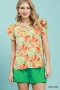 Umgee Smocked Yoke Ruffle Sleeve Floral Blouse