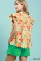 Umgee Smocked Yoke Ruffle Sleeve Floral Blouse
