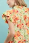 Umgee Smocked Yoke Ruffle Sleeve Floral Blouse