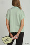 Umgee Half Zip Pullover with Scalloped Edge Hem