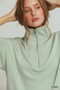 Umgee Half Zip Pullover with Scalloped Edge Hem