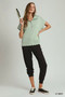 Umgee Half Zip Pullover with Scalloped Edge Hem