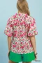 Umgee Floral Puff Sleeve Blouse with Scalloped Details