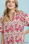 Umgee Floral Puff Sleeve Blouse with Scalloped Details