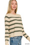 Zenana Lightweight Wool Blend Striped Round Neck Sweater