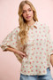 BiBi Flower Printed Short Dolman Blouse Top