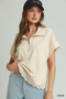 Umgee Half Zip Pullover with Scalloped Edge Hem