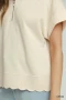 Umgee Half Zip Pullover with Scalloped Edge Hem