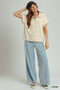 Umgee Half Zip Pullover with Scalloped Edge Hem