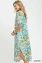 Umgee Folk Print Midi Dress with Side Pockets