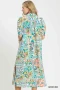 Umgee Folk Print Midi Dress with Side Pockets