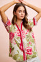 BiBi Floral Printed Woven Contrast Edge Ruffled Blouse