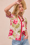 BiBi Floral Printed Woven Contrast Edge Ruffled Blouse