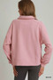 Umgee Brushed Waffle Polo Collared Pullover