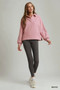 Umgee Brushed Waffle Polo Collared Pullover