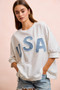 BiBi 4th Of July Usa Letter Patchwork French Terry Top
