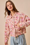SO ME Floral Print Cotton Twill Button Down Barn Jacket