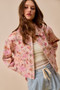 SO ME Floral Print Cotton Twill Button Down Barn Jacket