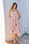 SO ME Shell Print Tiered Lined Midi Cami Dress With Belt