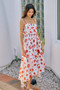 SO ME Shell Print Tiered Lined Midi Cami Dress With Belt