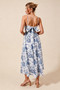SO ME Floral Woven V Neck Dress With Back Ribbon Tie