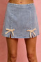 SO ME Lace Ribbon Trim Denim Mini Skirt