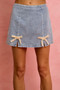 SO ME Lace Ribbon Trim Denim Mini Skirt
