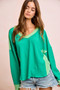 BiBi Textured Jersey Color Block Top With Cut Edge