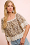 BiBi Leopard Lace Mix And Match Square Neckline Top