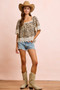 BiBi Leopard Lace Mix And Match Square Neckline Top