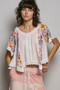 POL Round Neck Ribbed Cropped Top with Lace Detail
